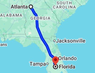 Atlanta to Florida route