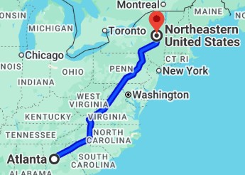 Atlanta to Northeast route